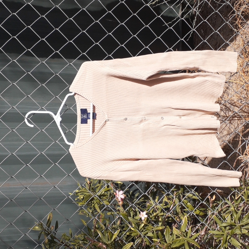 Hunt Club Long Sleeve Cream Button Up Top, Size L